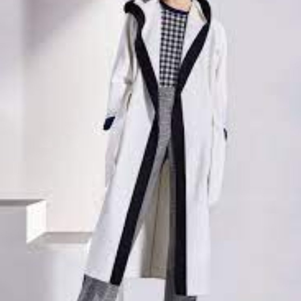Max Mara white/blue 2018 resort line coat IT42- NWOT
